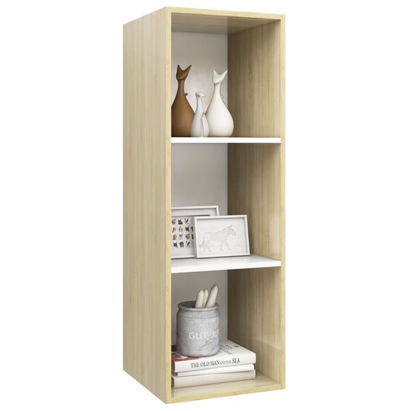 vidaXL Meuble TV mural Blanc ch&ecirc;ne sonoma 37x37x107 cm Bois ing&eacute;nierie