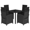 vidaXL Ensemble &agrave; manger de jardin coussins 5pcs Noir R&eacute;sine tress&eacute;e