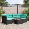 vidaXL Salon de jardin 7 pcs avec coussins noir r&eacute;sine tress&eacute;e