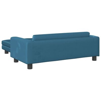 vidaXL Canapé avec repose-pied pour enfants bleu 100x50x30 cm velours