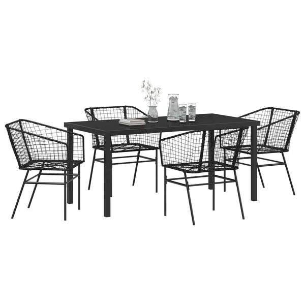 vidaXL Ensemble de salle &agrave; manger pour jardin 5 pcs Noir polyrotin
