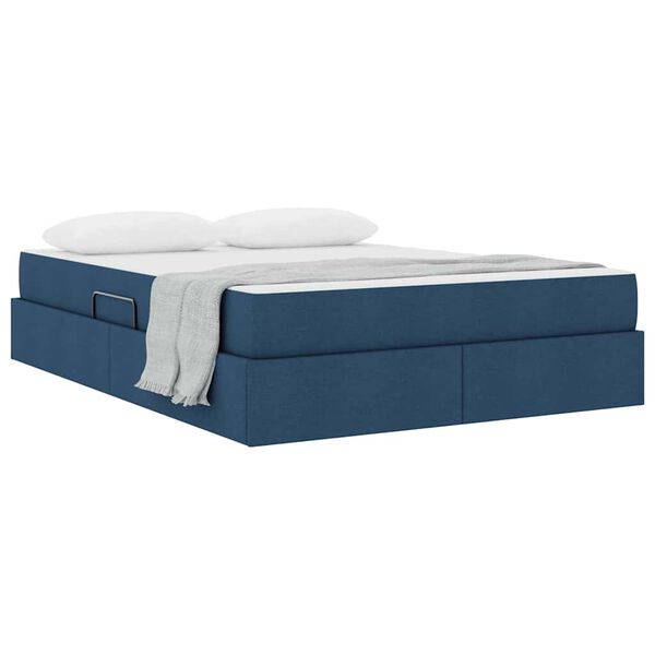 vidaXL Lit avec rangement et matelas Bleu 140 x 200 cm Polyester