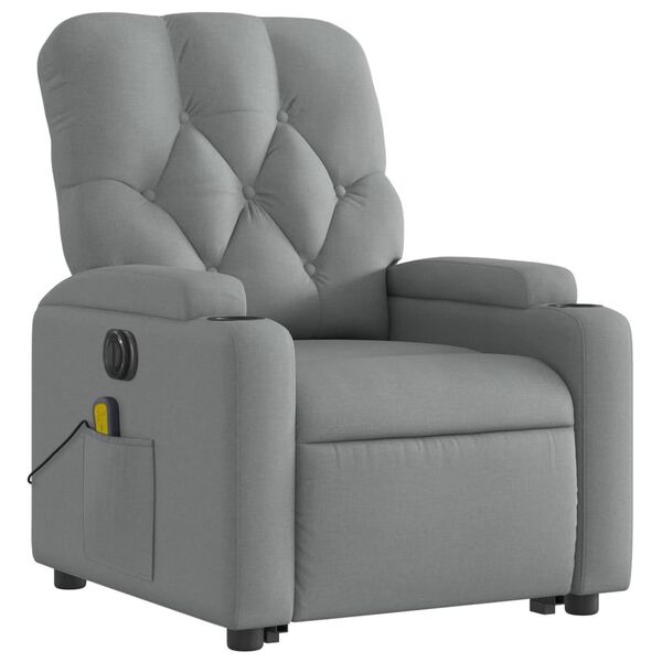 vidaXL Fauteuil inclinable de massage &eacute;lectrique Gris clair Tissu