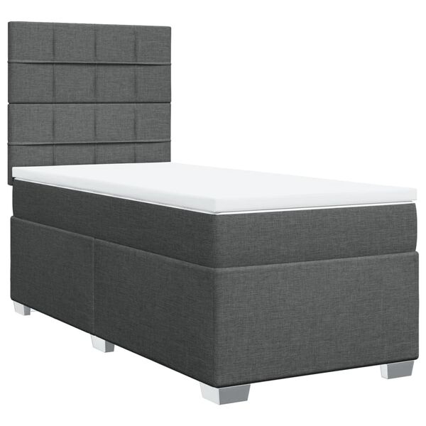 vidaXL Sommier &agrave; lattes de lit avec matelas Gris fonc&eacute; 100x200cm Tissu