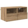 vidaXL Meuble TV mural 60 x 30 x 30 cm Ch&ecirc;ne artisanal