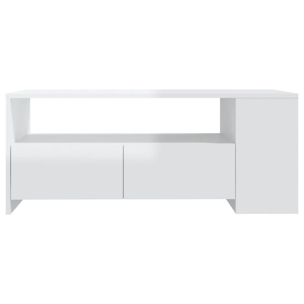 vidaXL Table basse blanc brillant 102x55x42 cm bois d'ingénierie