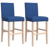 vidaXL Chaises de bar lot de 2 bois massif d'h&eacute;v&eacute;a et tissu