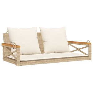 vidaXL Balancelle avec coussins beige 109x62x40 cm r&eacute;sine tress&eacute;e