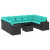 vidaXL Ensemble de canap&eacute; de jardin 10 pcs avec coussins noir r&eacute;sine tress&eacute;e