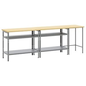 vidaXL Ensemble d'&eacute;tabli 3 pc Beige et gris Acier enduit de poudre