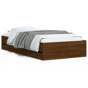 vidaXL Cadre de lit avec tiroirs sans matelas ch&ecirc;ne marron 100x200 cm