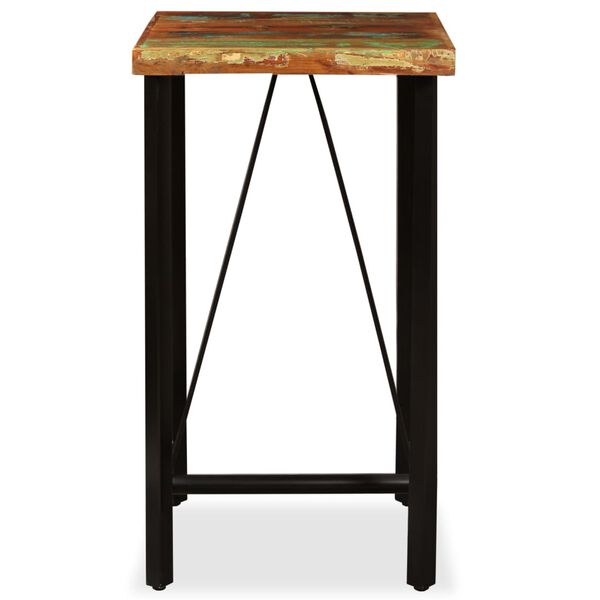 vidaXL Ensemble de bar 3 pcs Bois massif recyclé et cuir véritable