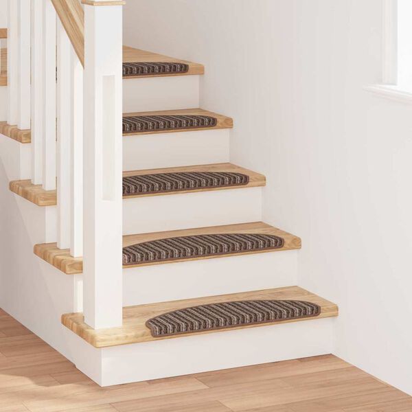 vidaXL Tapis d'escalier auto-adh&eacute;sifs 15 pcs Marron 65 x 21 x 4 cm