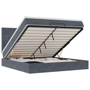 vidaXL Cadre de lit ottoman avec matelas gris fonc&eacute; 200x200 cm velours
