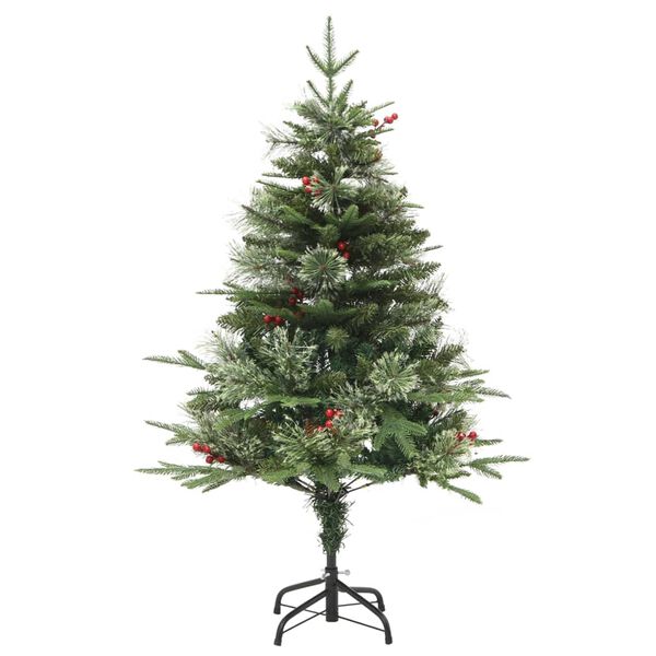 vidaXL Sapin de No&euml;l pr&eacute;-&eacute;clair&eacute; et pommes de pin vert 150cm PVC et PE