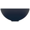 vidaXL Lavabo rond de luxe de salle Bleu fonc&eacute; mat 32,5x14cm C&eacute;ramique