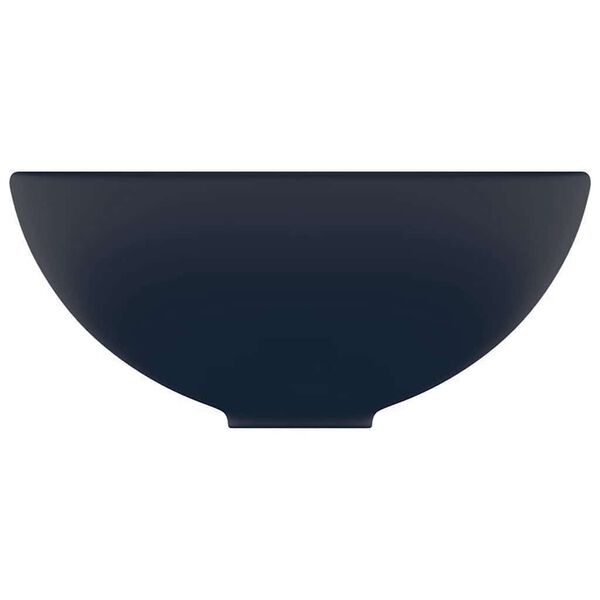 vidaXL Lavabo rond de luxe de salle Bleu fonc&eacute; mat 32,5x14cm C&eacute;ramique