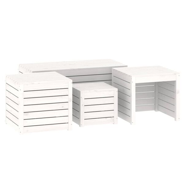 vidaXL Ensemble de bo&icirc;tes de jardin 4 pcs blanc bois de pin massif