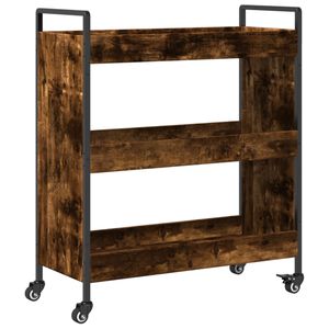 vidaXL Chariot de cuisine ch&ecirc;ne fum&eacute; 70x30x82 cm bois d'ing&eacute;nierie