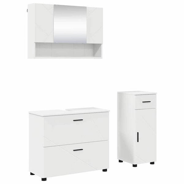 vidaXL Ensemble de mobilier de salle de bain avec tiroir 3 pcs Blanc