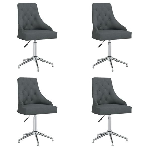 vidaXL Chaises pivotantes &agrave; manger lot de 4 Gris fonc&eacute; Tissu