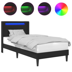 vidaXL Cadre de lit avec bandes LED Noir 90 x 190 cm Simili cuir