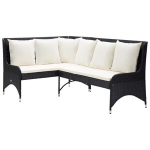 vidaXL Canap&eacute;s d'angle de jardin 2 pcs R&eacute;sine tress&eacute;e Noir