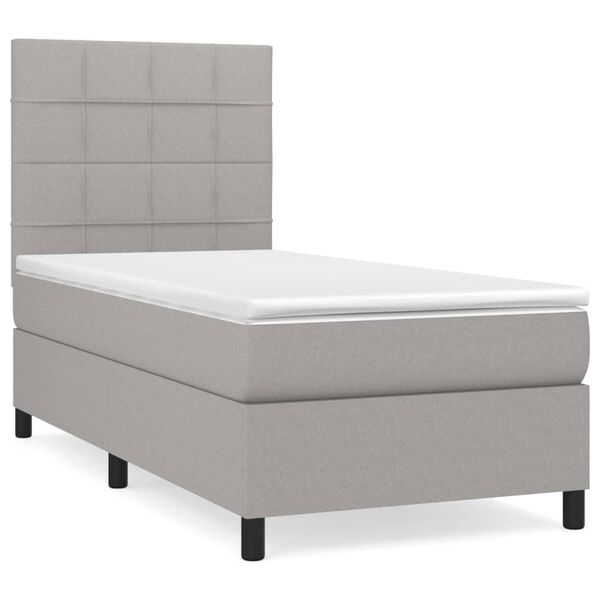 vidaXL Sommier &agrave; lattes de lit avec matelas Gris clair 80x200 cm Tissu