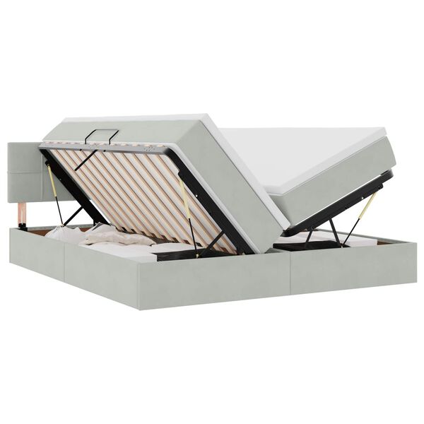 vidaXL Lit de Rangement avec matelas Gris clair 100 x 200 cm