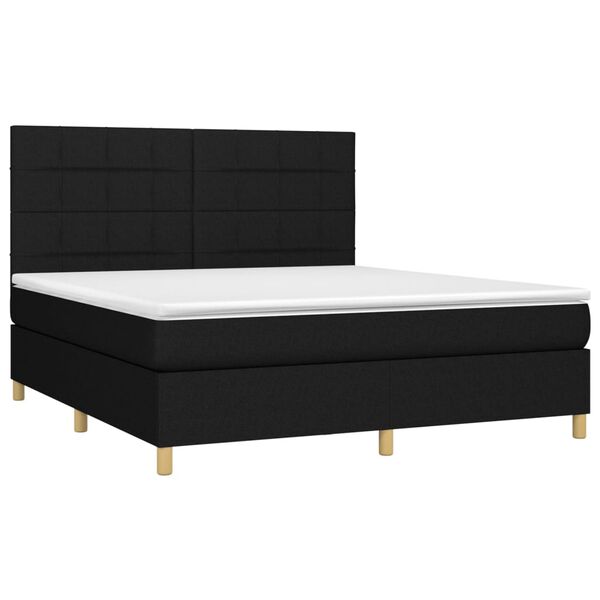 vidaXL Sommier &agrave; lattes de lit et matelas et LED Noir 180x200 cm Tissu