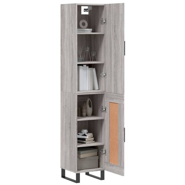 vidaXL Buffet haut Sonoma gris 34,5x34x180 cm Bois d'ing&eacute;nierie