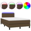 vidaXL Sommier &agrave; lattes de lit matelas et LED marron fonc&eacute; 120x190 cm