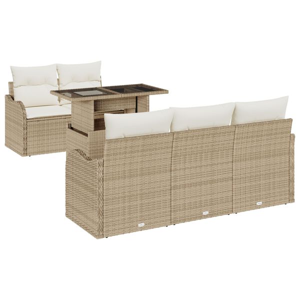vidaXL Ensemble de canap&eacute; de jardin 6 pcs Beige Poly Rattan
