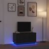 vidaXL Meuble TV avec lumières LED chêne noir 100x41x50 cm