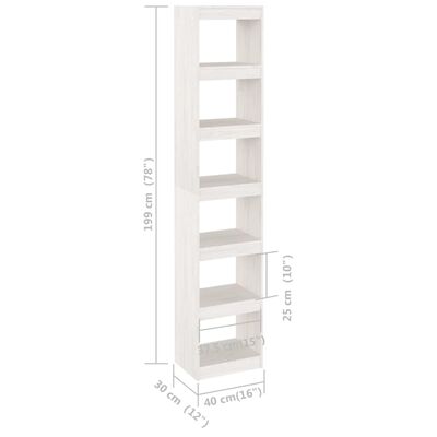 vidaXL Bibliothèque/Séparateur de pièce Blanc 40x30x199 cm Pin massif
