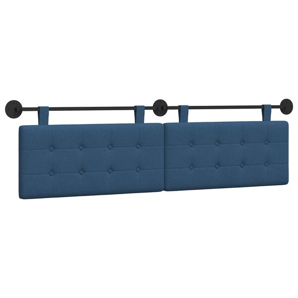 vidaXL T&ecirc;te de lit suspendue Montage mural Bleu 190 x 55 x 5 cm tissu