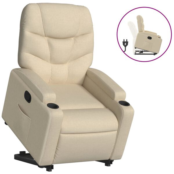 vidaXL Fauteuil inclinable Cr&egrave;me Tissu