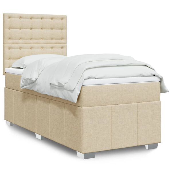 vidaXL Sommier &agrave; lattes de lit avec matelas Cr&egrave;me 80x200 cm Tissu