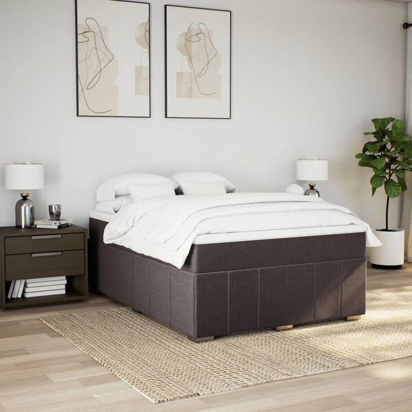 vidaXL Sommier &agrave; lattes de lit avec matelas Marron fonc&eacute; 160x200 cm