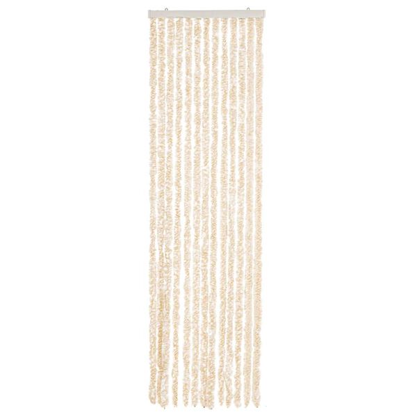 vidaXL Rideau anti-mouches beige et blanc 56x185 cm chenille