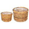 vidaXL Panier &agrave; plantes avec stockage 2 pc Brun Naturel Rattan Kubu