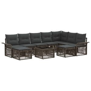 vidaXL Ensemble de canap&eacute; de jardin 10 pc Gris et Gris fonc&eacute; polyrotin
