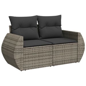 vidaXL Canap&eacute; de jardin 2 places avec coussins gris r&eacute;sine tress&eacute;e