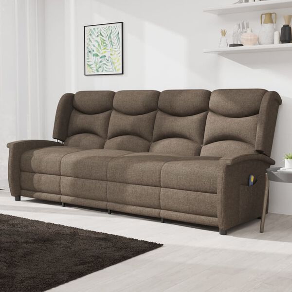 vidaXL Fauteuil de massage inclinable à 4 places marron tissu