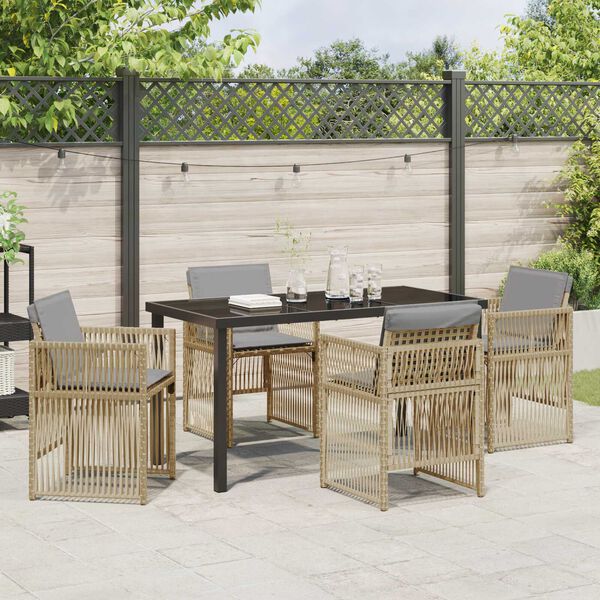 vidaXL Ensemble de salle &agrave; manger pour jardin 5 pcs Beige