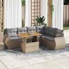 vidaXL Salon de jardin avec coussins 7 pcs beige r&eacute;sine tress&eacute;e