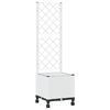 vidaXL Bac de jardin avec treillis et roues Blanc 40 x 40 x 146 cm PP