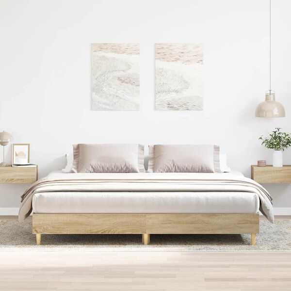 vidaXL Cadre de lit sans matelas ch&ecirc;ne sonoma 200x200 cm