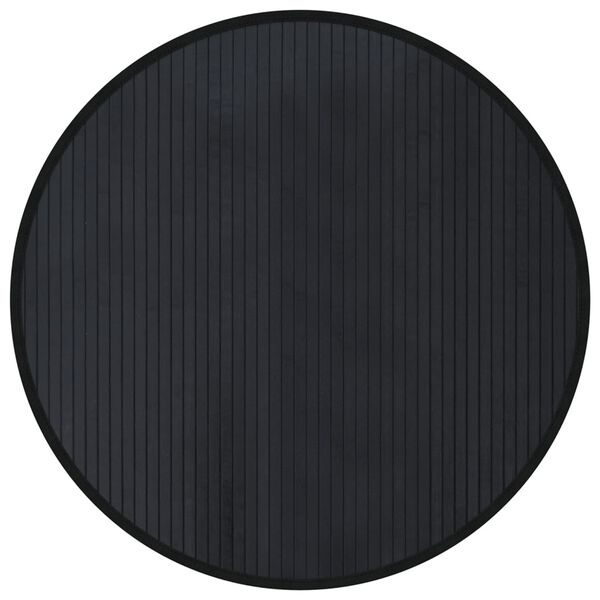vidaXL Tapis rond noir 80 cm bambou