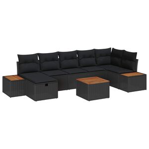 vidaXL Ensemble de canap&eacute; de jardin 8 pc Noir polyrotin